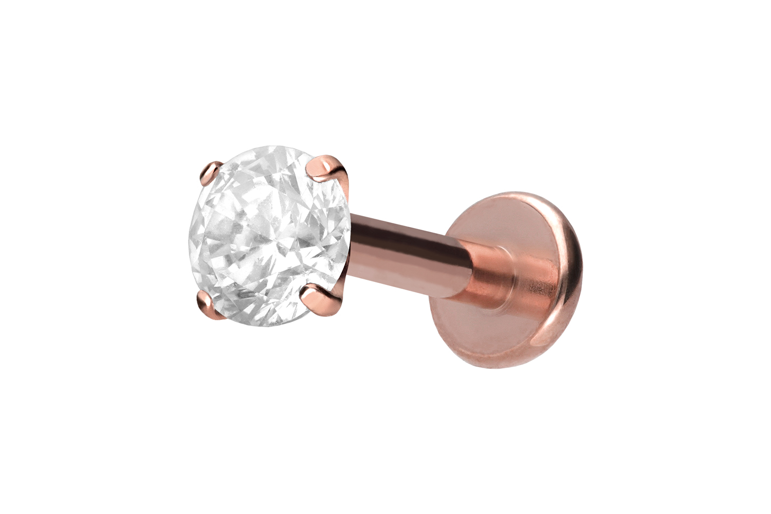 Titan Labret Piercing mit Innengewinde EINGEFASSTER KRISTALL